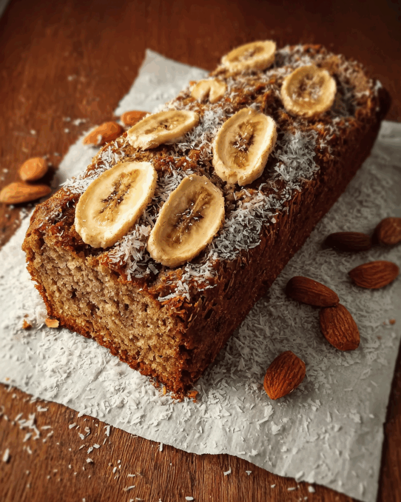 Bananenbrot mit Mandeln und Kokosraspeln