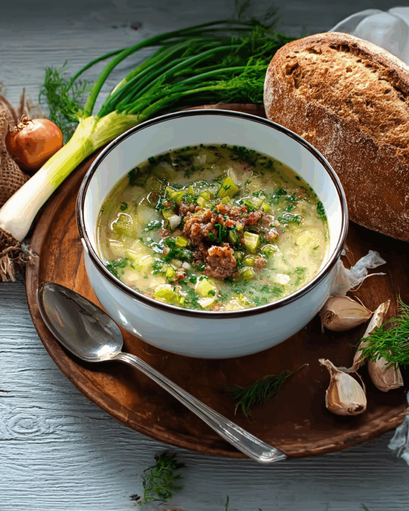 Hackfleisch-Lauch-Suppe