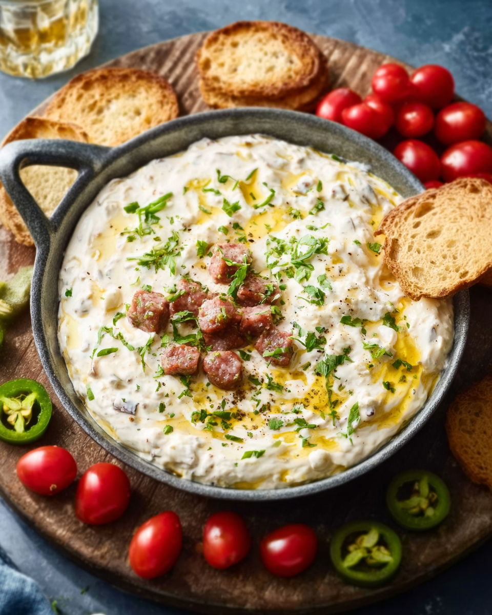 Würziger Wurst-Käse-Dip