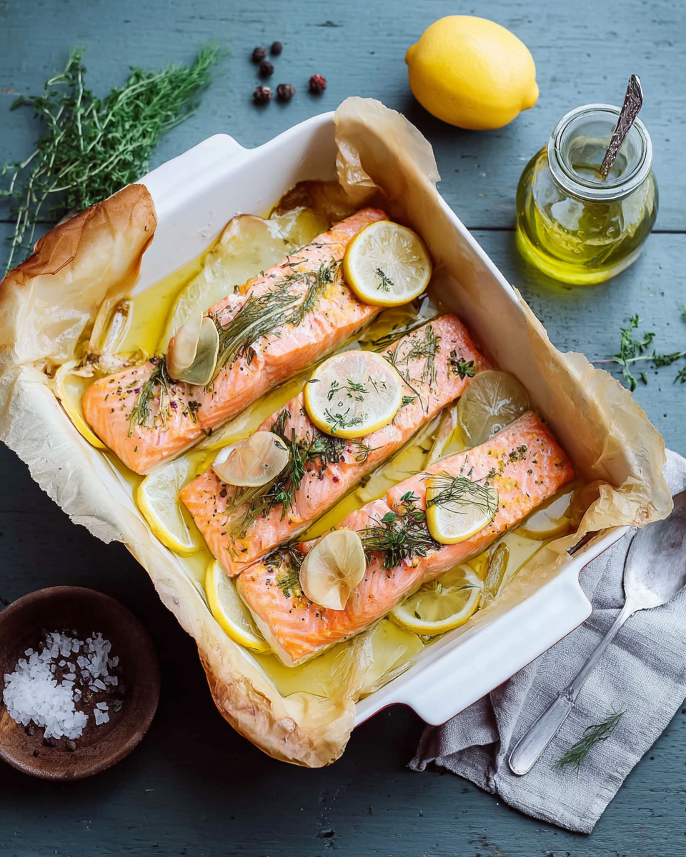 Einfacher Zitronenlachs aus dem Ofen