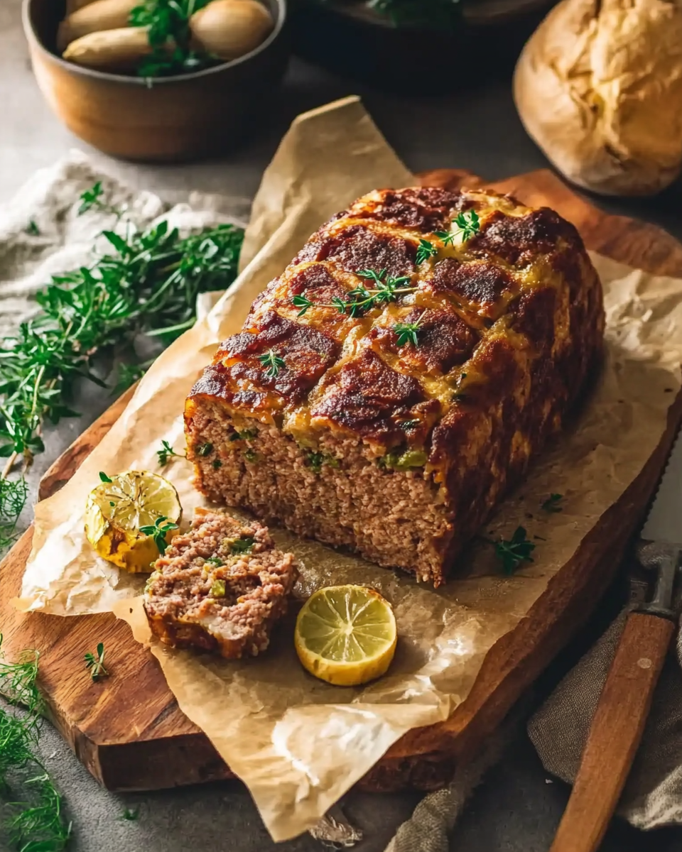 Hackbraten mit Kräutern und Zwiebeln
