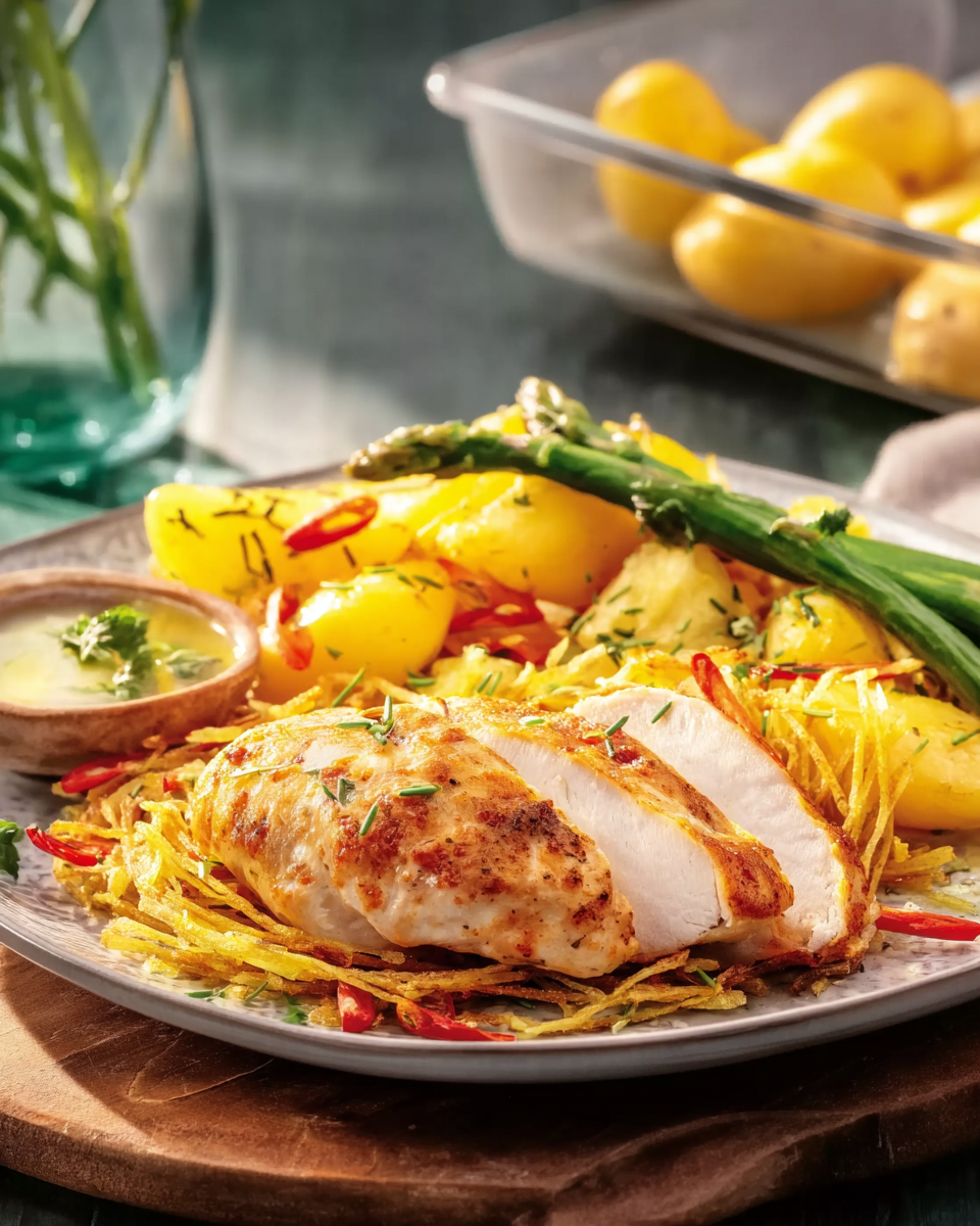 Hähnchenbrustfilet unter Kartoffel-Knusper-Kruste