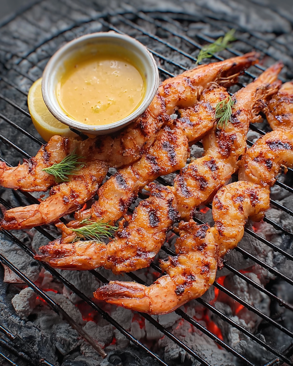 BBQ-Garnelen in Honig-Senf-Sauce