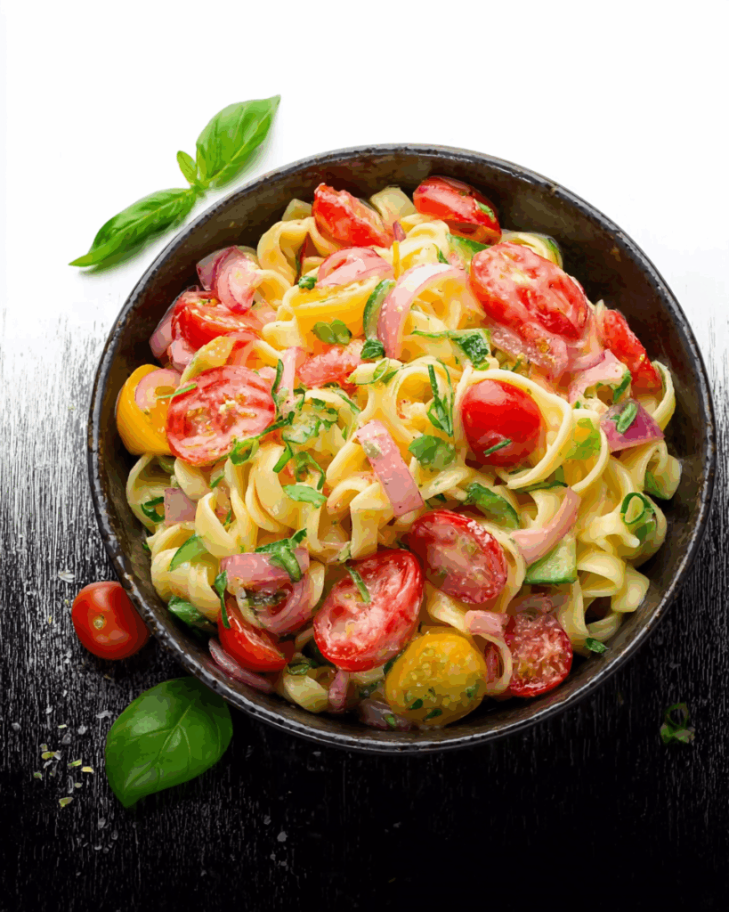 Bunter Peperoni-Nudelsalat
