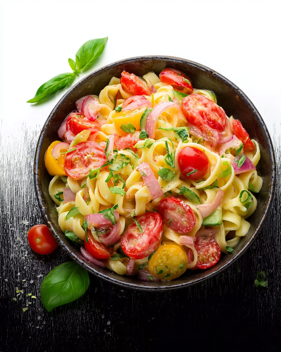 Bunter Peperoni-Nudelsalat