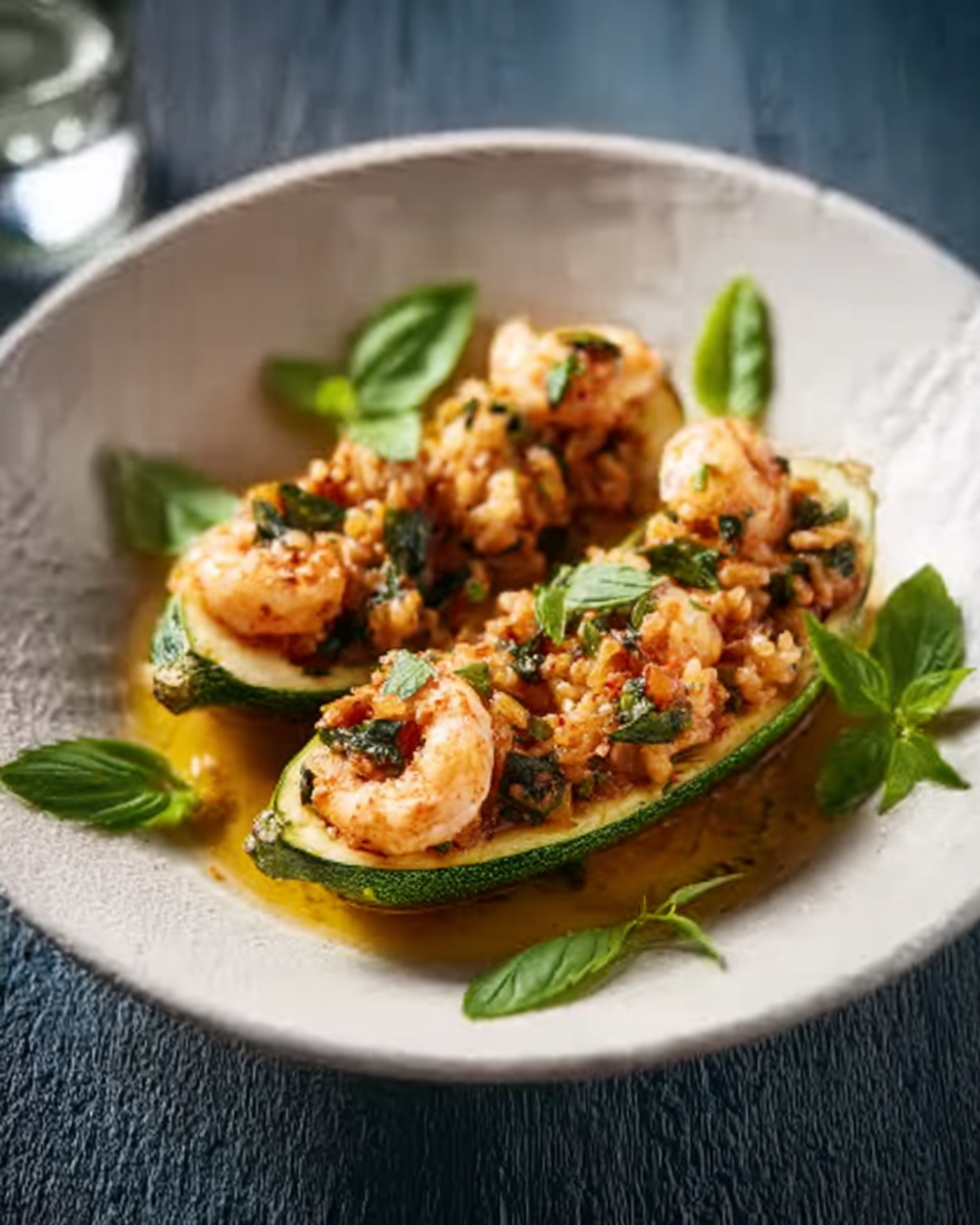 Gefüllte Zucchini mit Reis und Gemüse