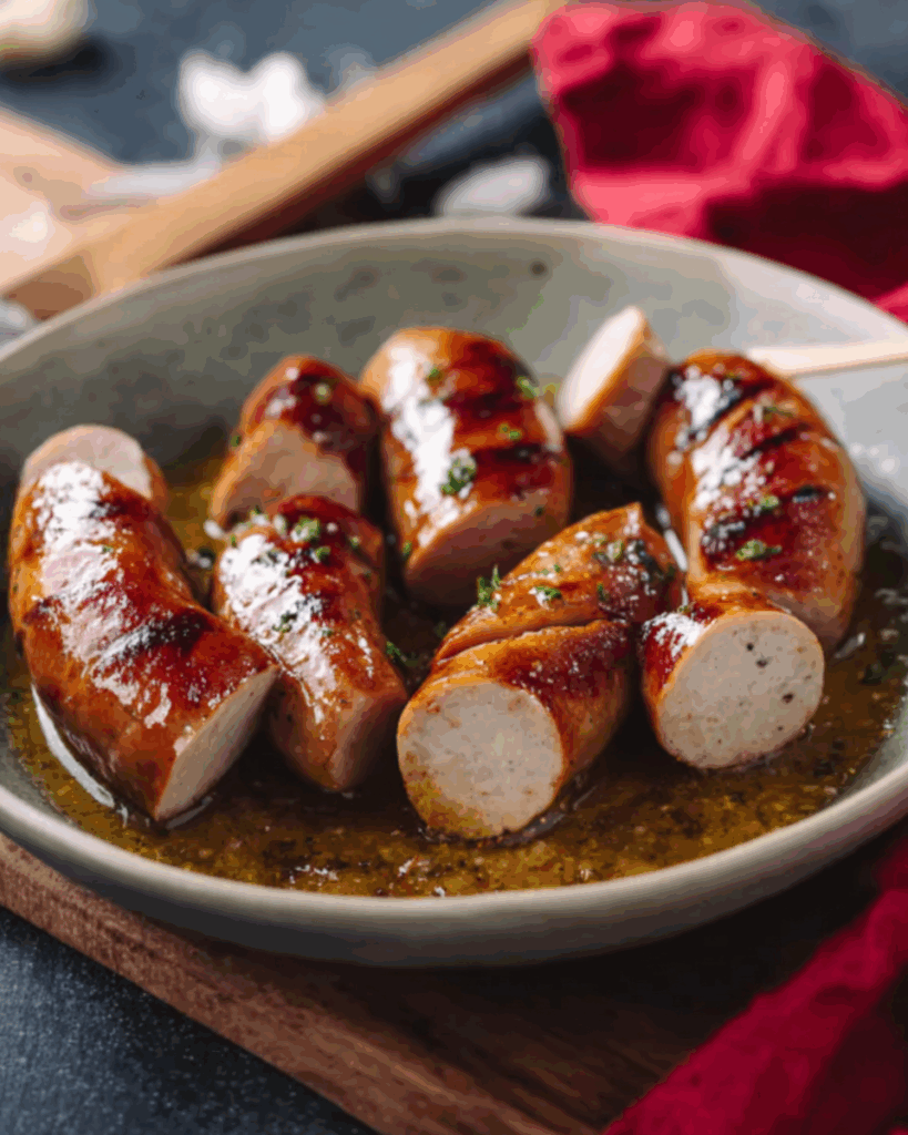 Glasierte Bratwurst-Happen