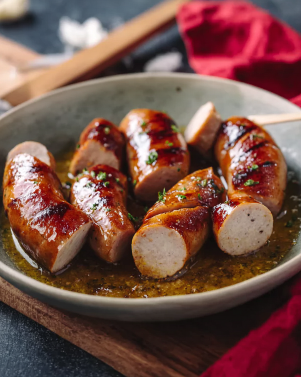 Glasierte Bratwurst-Happen