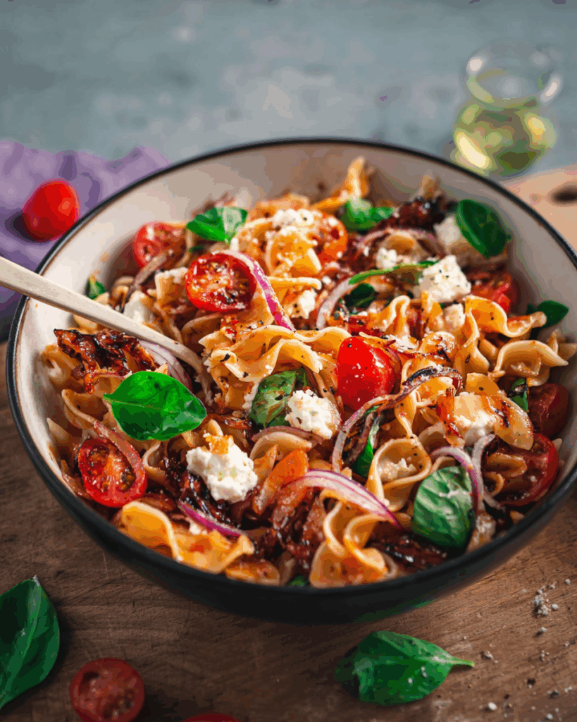 Schneller Mediterraner Nudelsalat