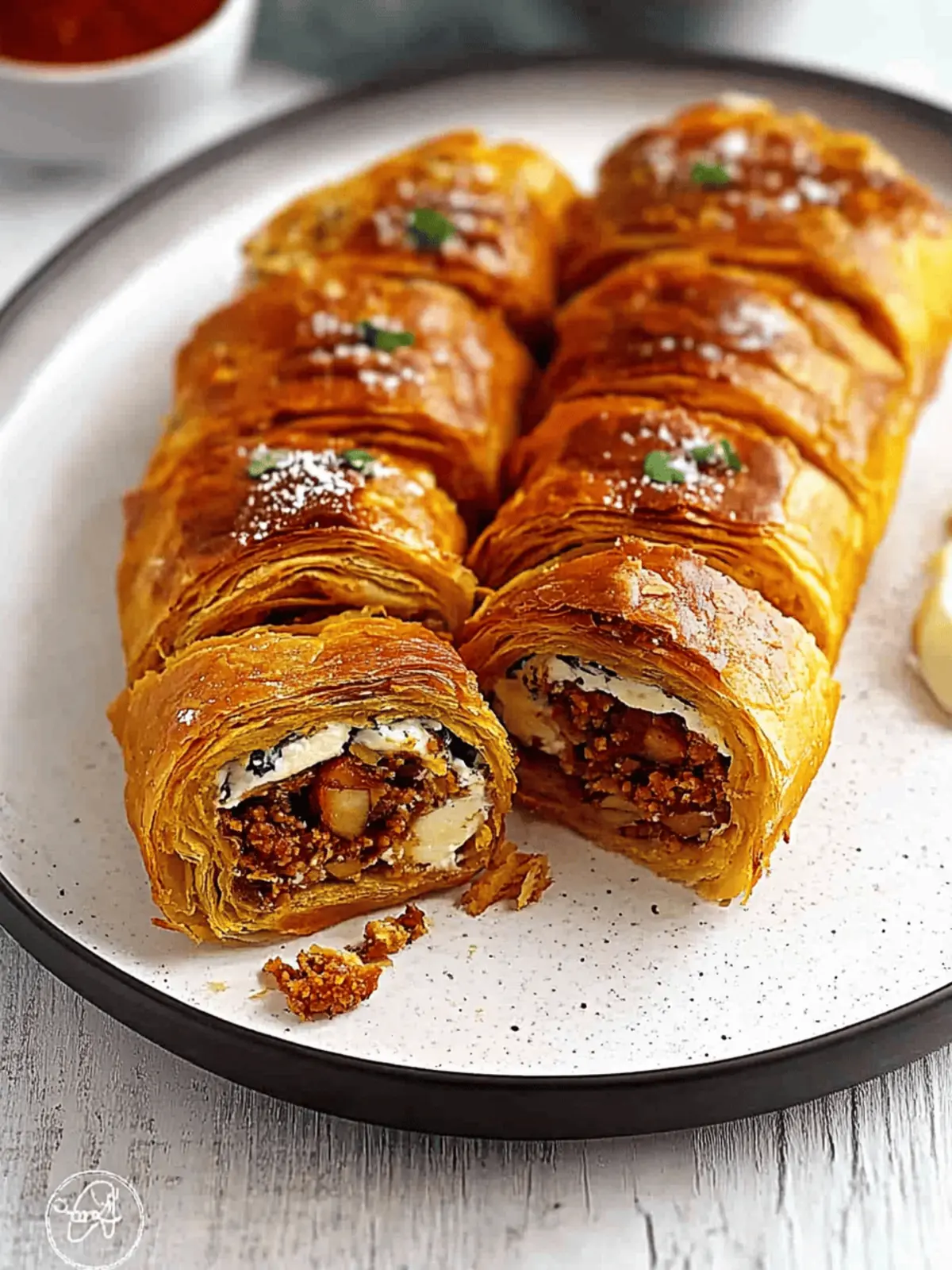 Hackfleischstrudel mit Schafskäse schnell zubereitet 2 Hackfleischstrudel mit Schafskäse