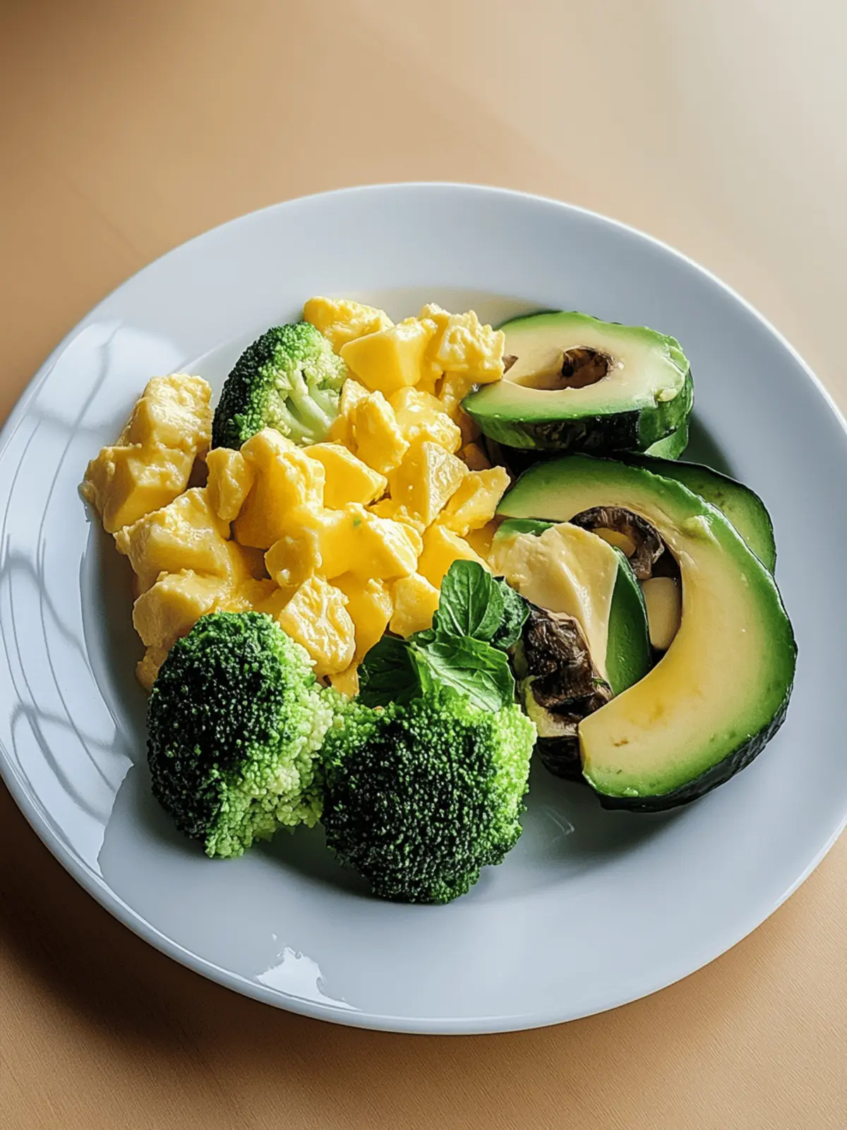 Rühreier mit Brokkoli, Pilzen und Avocado genießen 2 Rühreier mit Brokkoli, Pilzen und Avocado