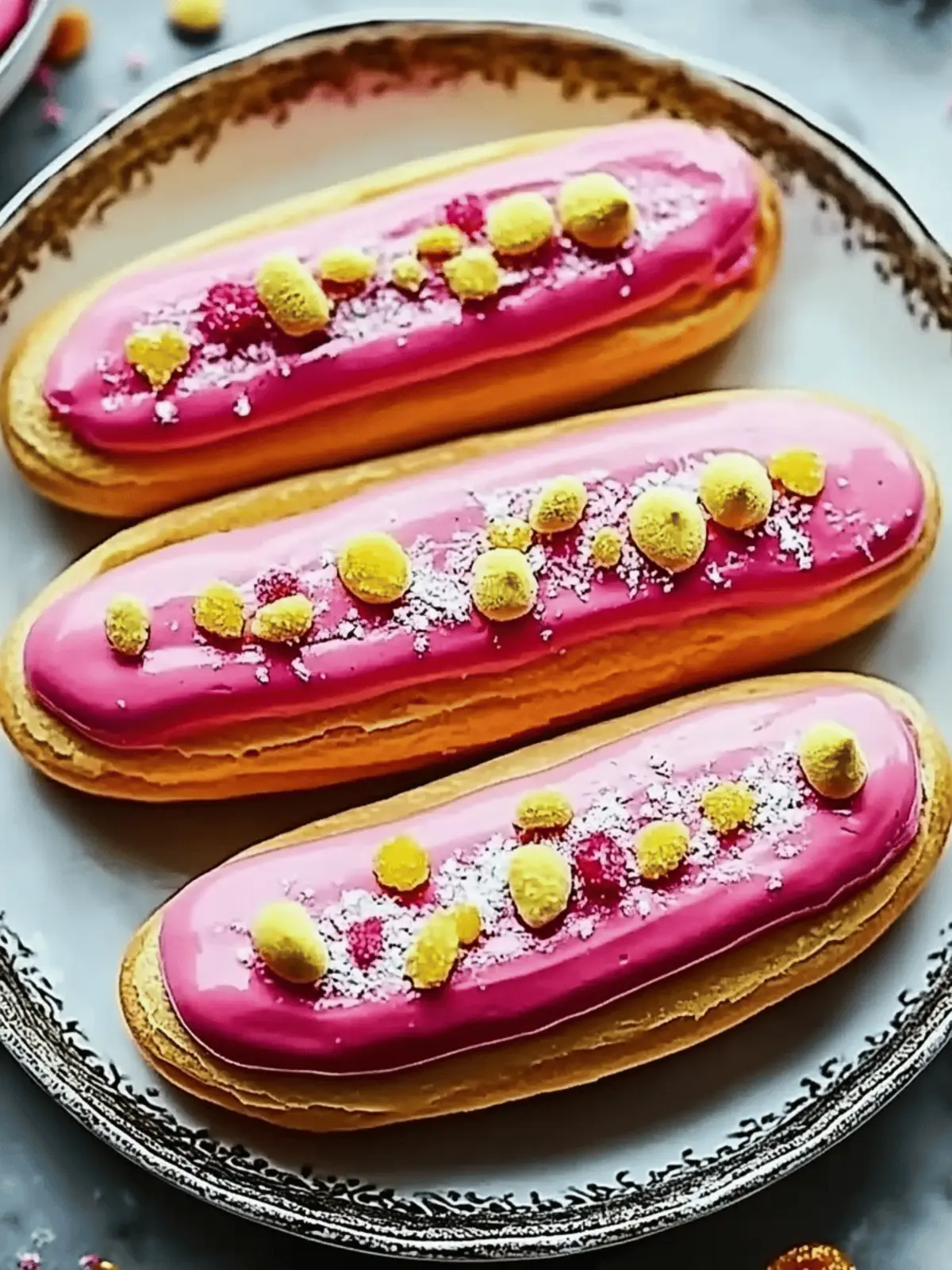 Himbeer-Pistazien-Eclairs mit himmlischem Geschmack 4 Himbeer-Pistazien-Eclairs