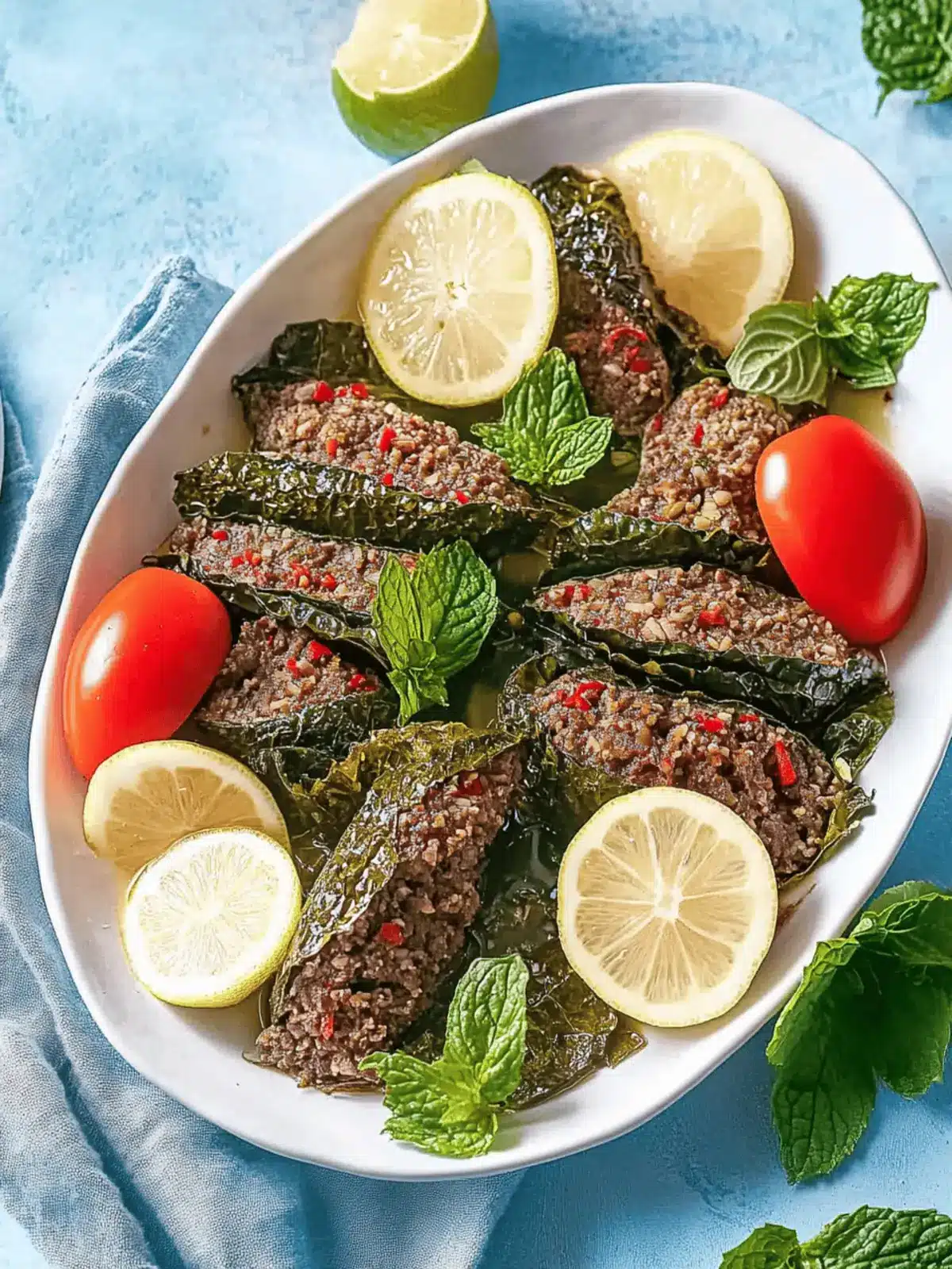 Griechischer Hackbraten in Weinblättern gewickelt 2 Griechischer Hackbraten in Weinblättern gewickelt