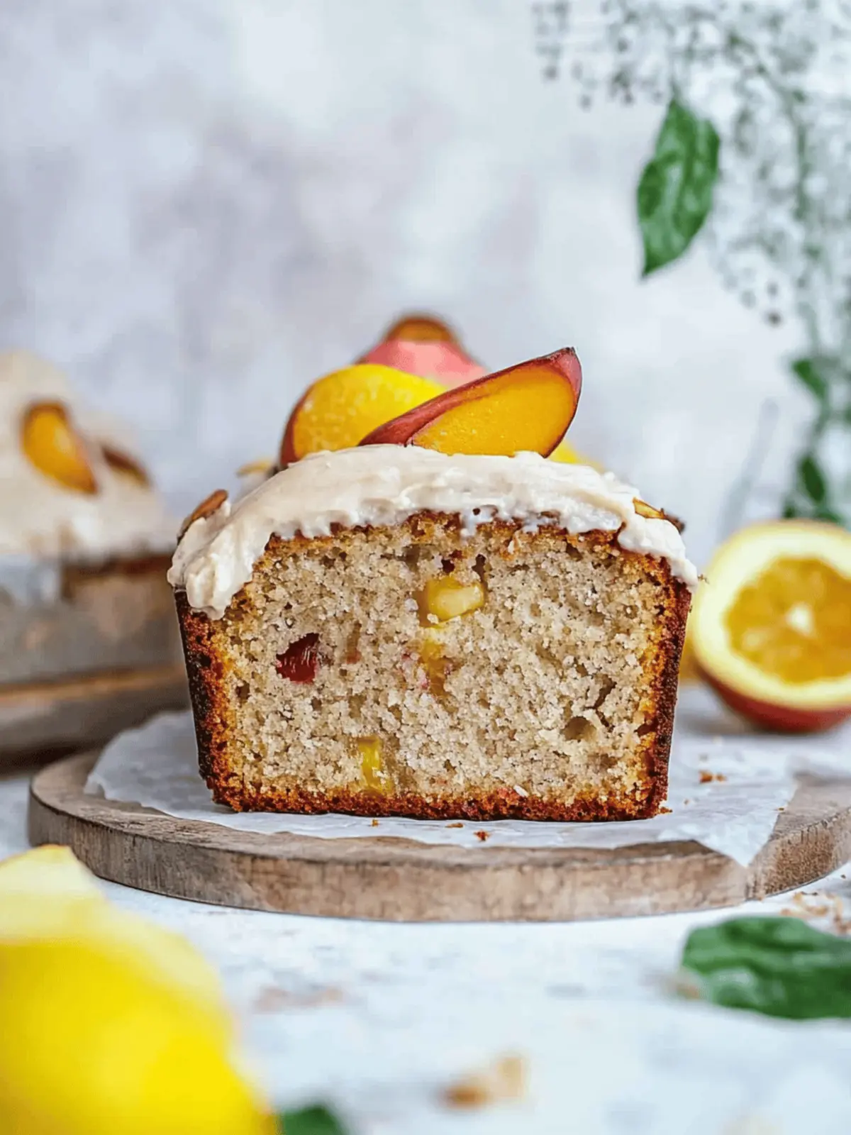 Pfirsiche und Sahne Bananenbrot vegan und glutenfrei 3 Pfirsiche und Sahne Bananenbrot (Vegan Glutenfrei)