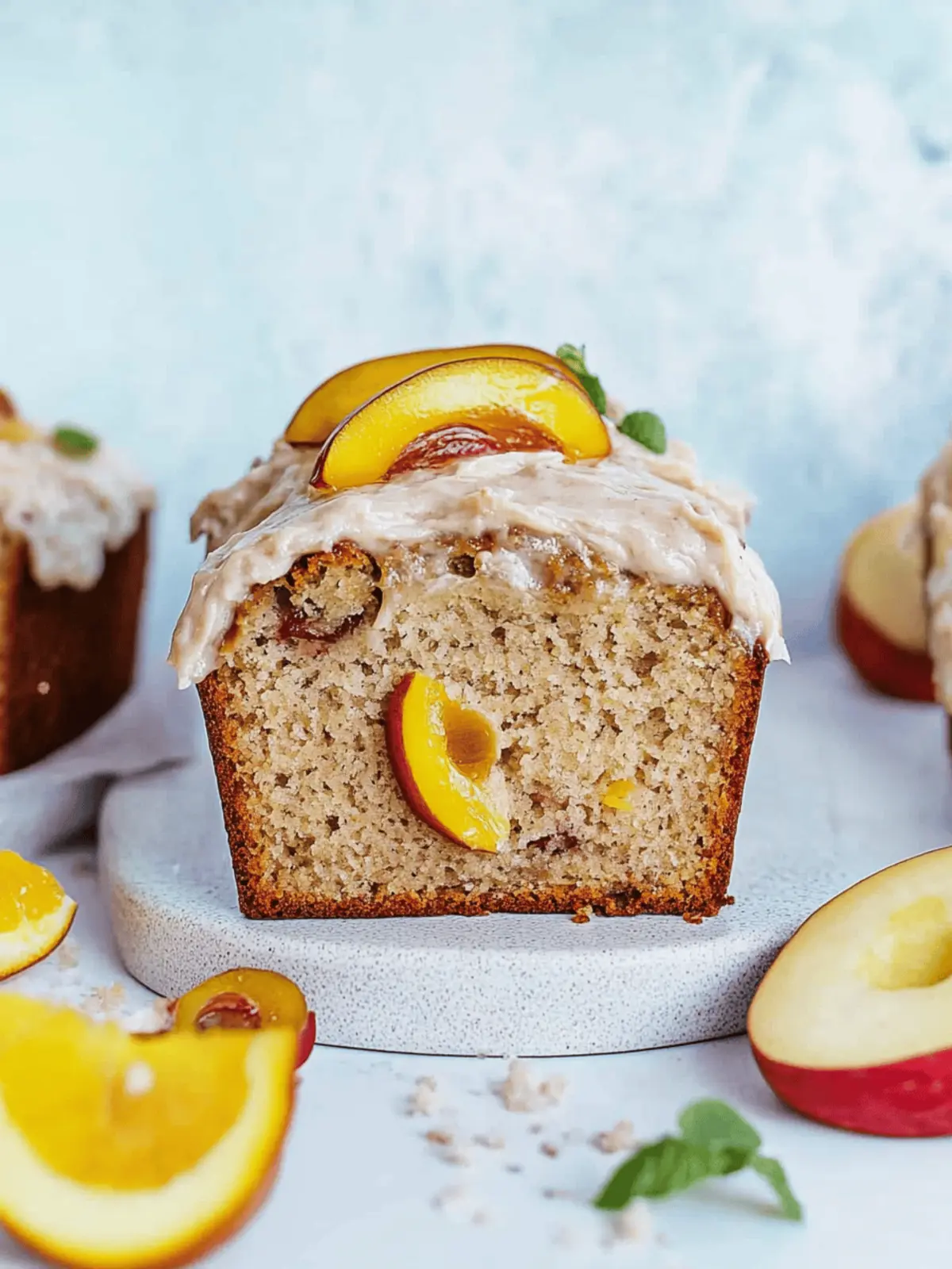 Pfirsiche und Sahne Bananenbrot vegan und glutenfrei 4 Pfirsiche und Sahne Bananenbrot (Vegan Glutenfrei)