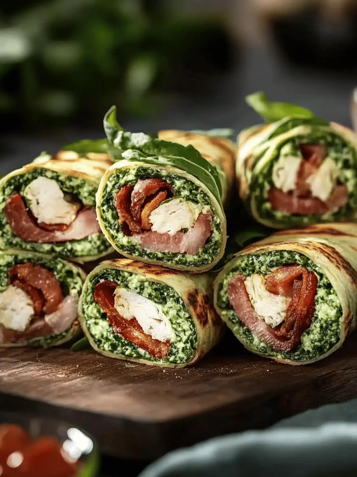 Bacon Pesto Hähnchen Pinwheel Wraps – Einfache Spinatsensation 2 Bacon Pesto Hähnchen Pinwheel Wraps – Einfache Spinat Tortilla Rezept