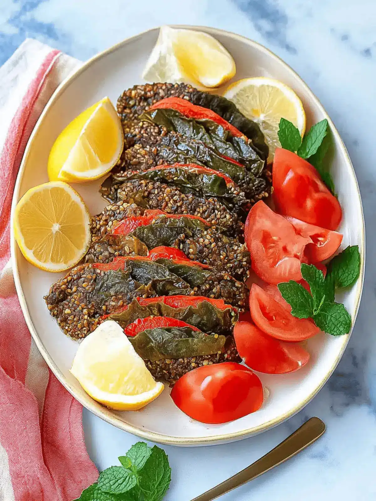 Griechischer Hackbraten in Weinblättern gewickelt 3 Griechischer Hackbraten in Weinblättern gewickelt