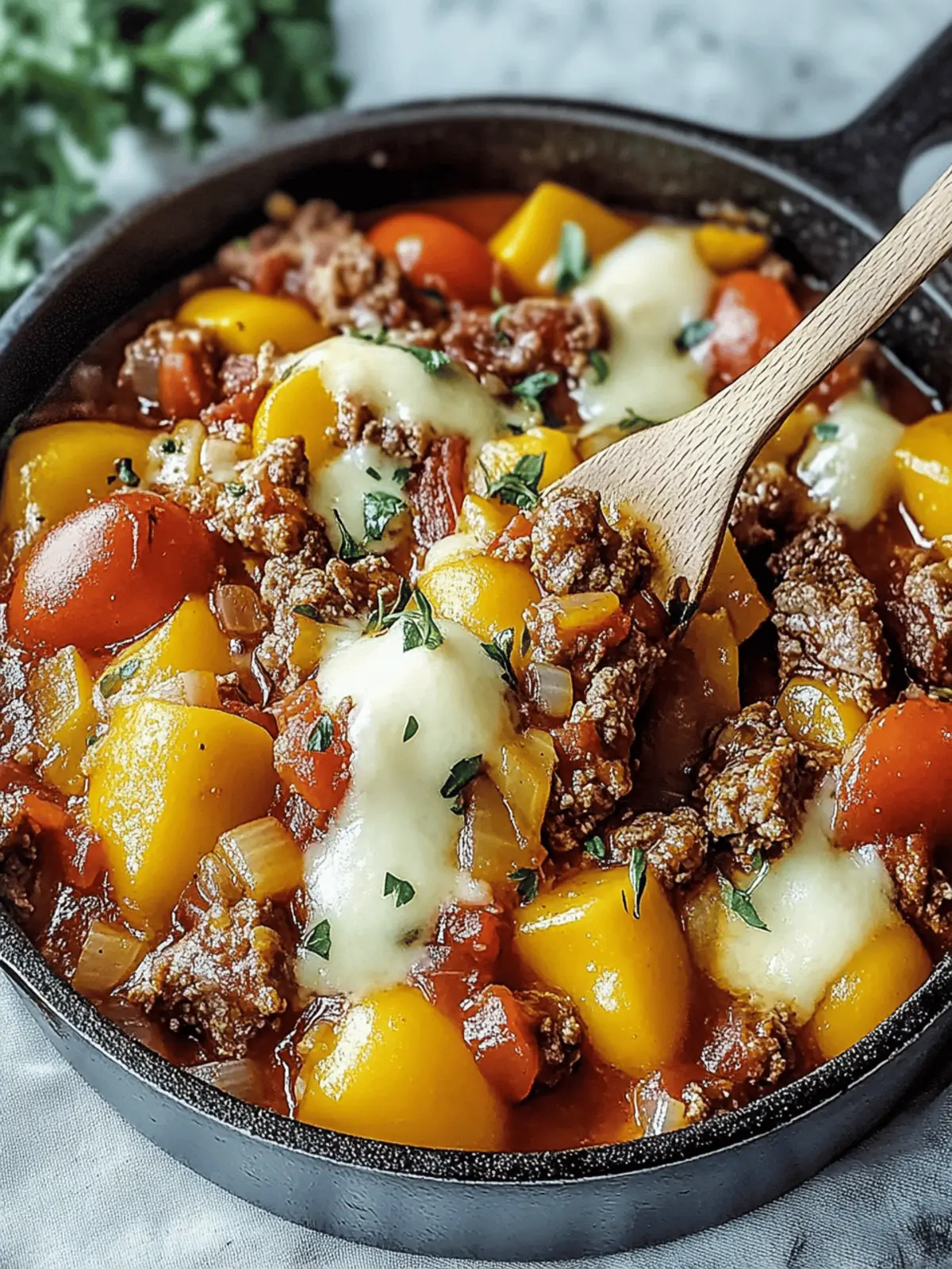 Köstliche Kartoffelpfanne mit Hackfleisch für die Familie 2 Potato pan with minced meat