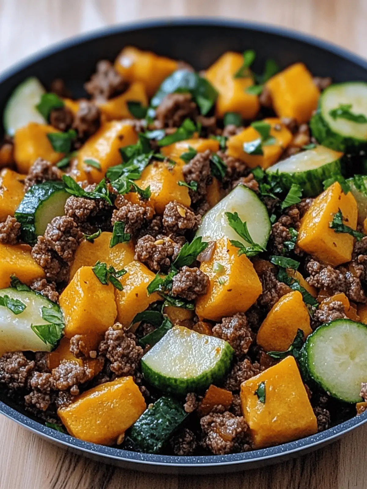 Einfaches Rinderhackfleisch Zucchini Süßkartoffel Gericht 2 Einfaches Rinderhackfleisch Zucchini Süßkartoffel Pfannengericht