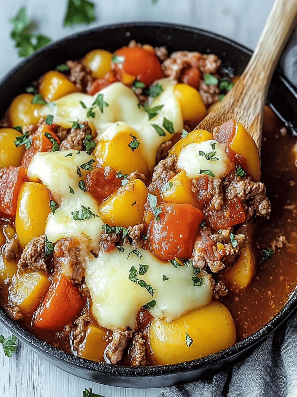 Köstliche Kartoffelpfanne mit Hackfleisch für die Familie 3 Potato pan with minced meat