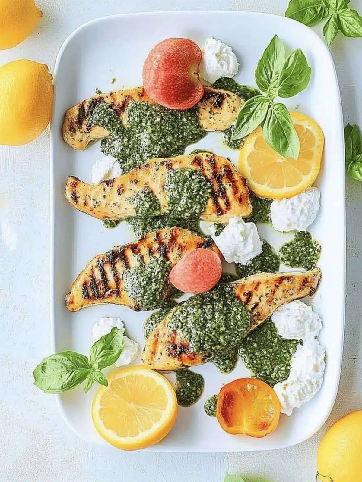 Gegrilltes Zitrus-Hühnchen mit Basilikum-Chimichurri 3 Gegrilltes Zitrus-Hühnchen mit würzigem Basilikum-Chimichurri