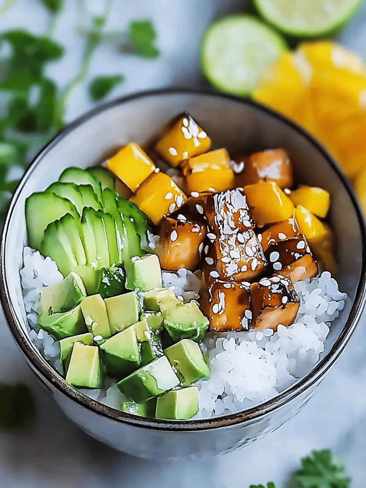 Teriyaki Lachs Reisschüssel mit Mango für jeden Tag 2 Teriyaki Lachs Reisschüssel mit Mango