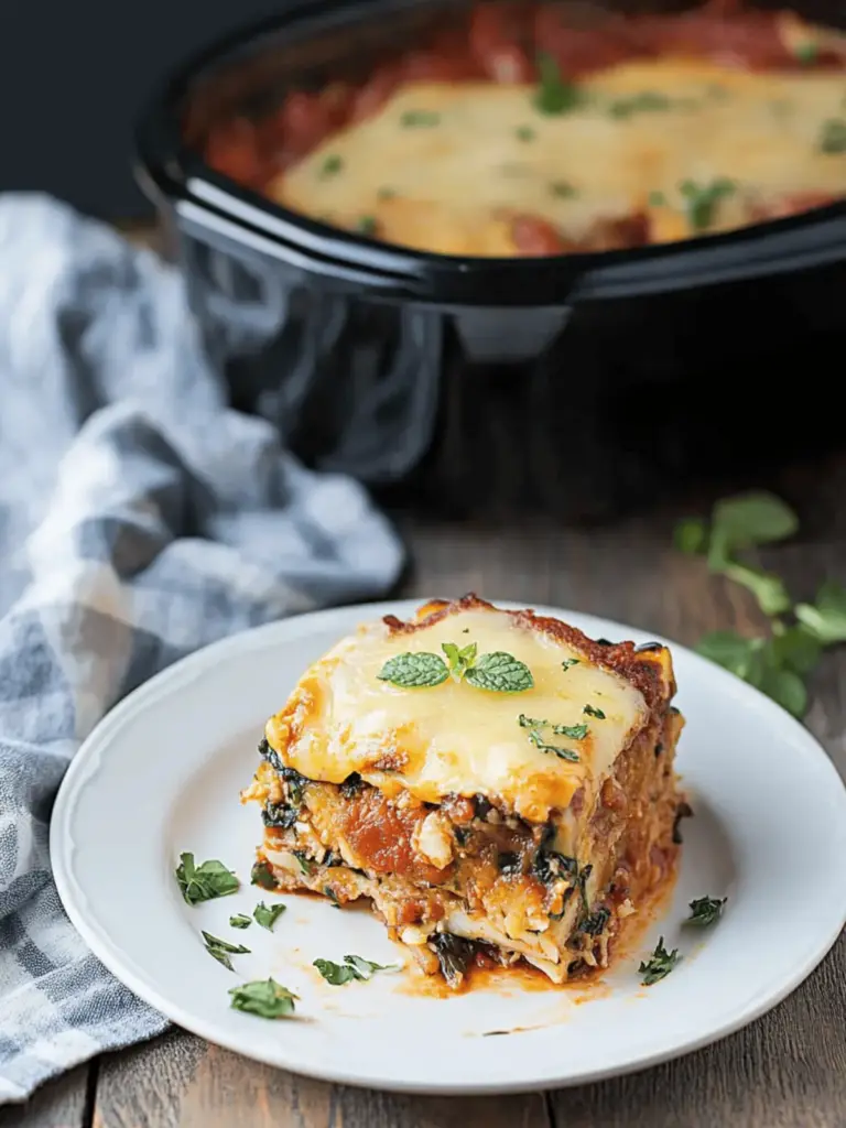 Butternut-Kürbis und Grünkohl Slow Cooker Lasagne