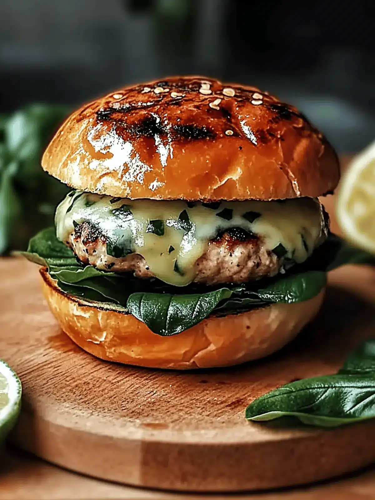 Weißer Cheddar- und Spinat-Hühnchenburger – Gesund und Lecker 4 Weißer Cheddar- und Spinat-Hühnchenburger – Saftig, Käsehaltig und Gesund