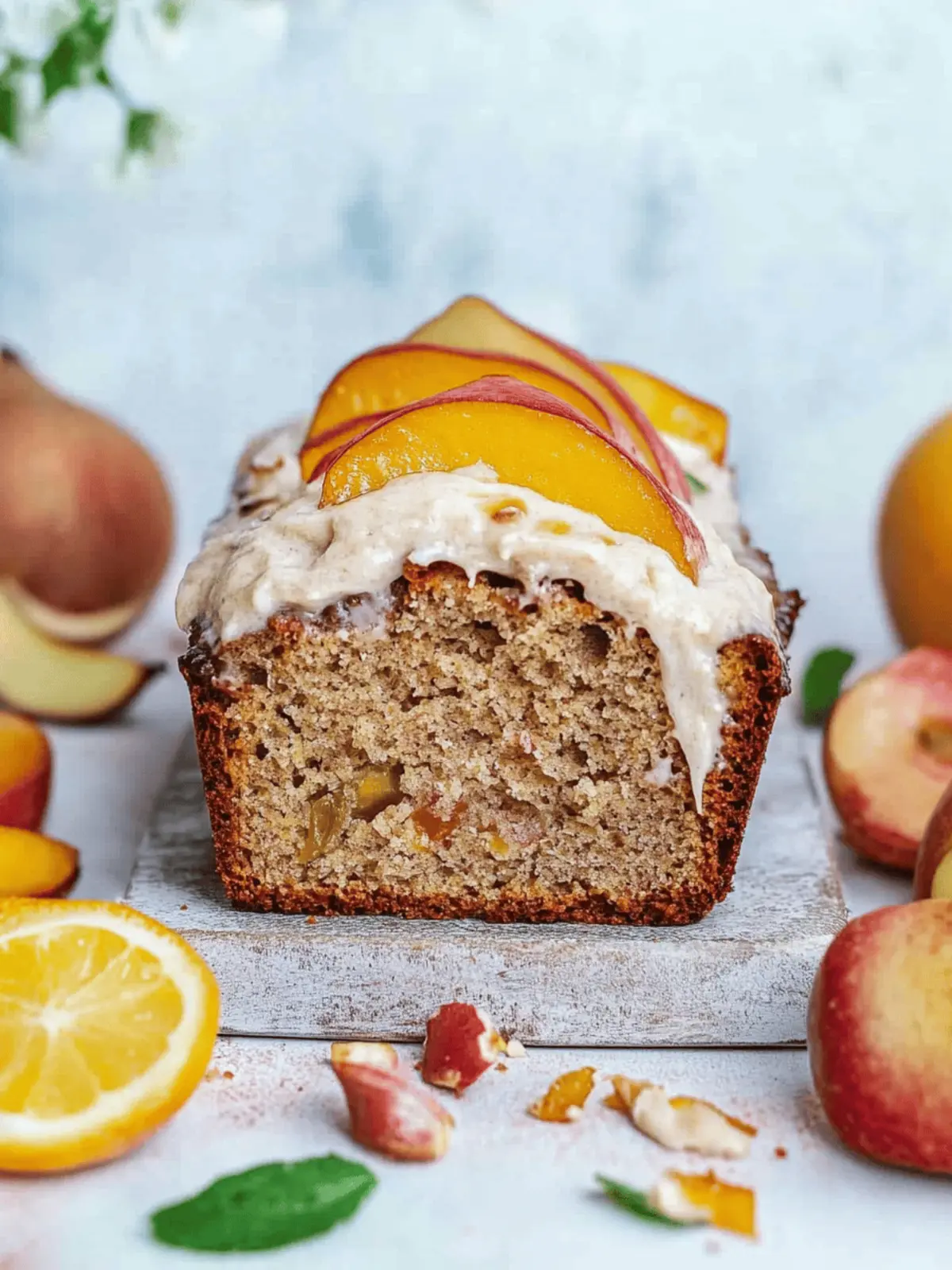 Pfirsiche und Sahne Bananenbrot (Vegan Glutenfrei)