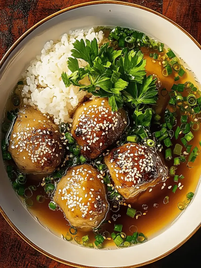 Karamellisierte Soja-Hähnchen in Knoblauch-Ingwer-Brühe mit Reis