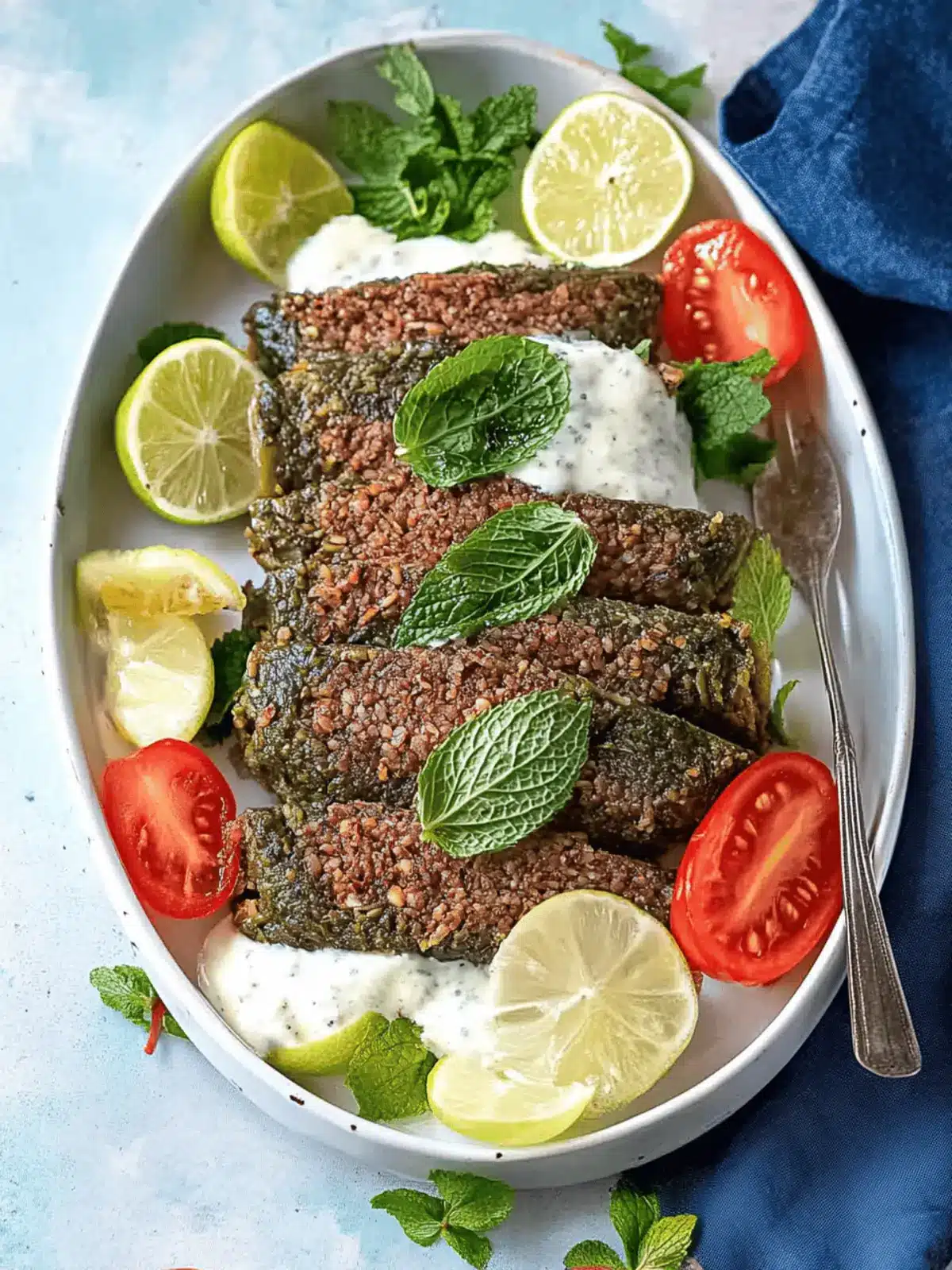 Griechischer Hackbraten in Weinblättern gewickelt 4 Griechischer Hackbraten in Weinblättern gewickelt