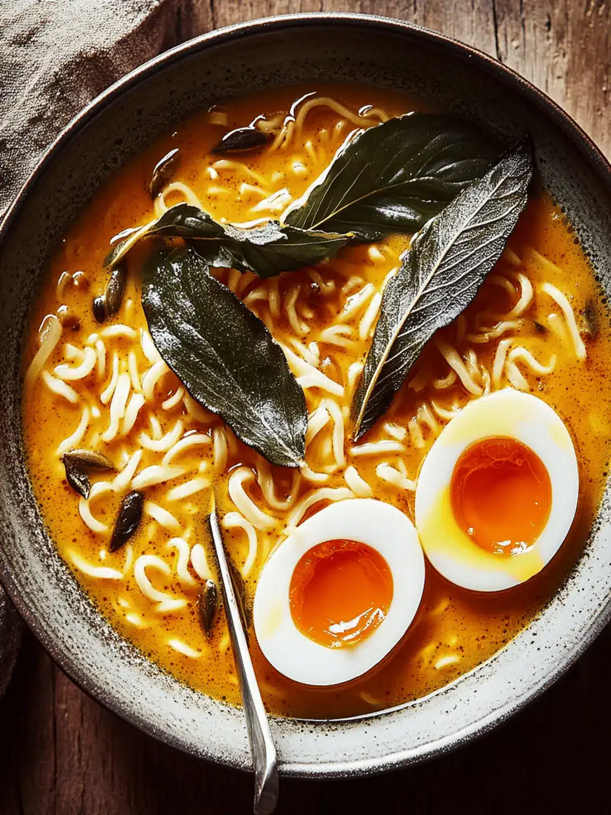 Gewürzter Kürbis-Ramen mit knusprigem Salbei genießen 3 Gewürzter Kürbis-Ramen mit knusprigem Salbei
