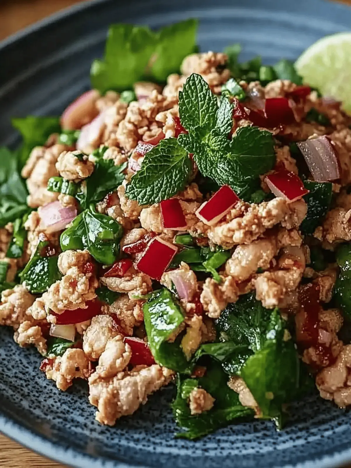 Larb Laotisches Hähnchenhackfleisch Rezept leicht gemacht 4 Larb Laotisches Hähnchenhackfleisch Rezept