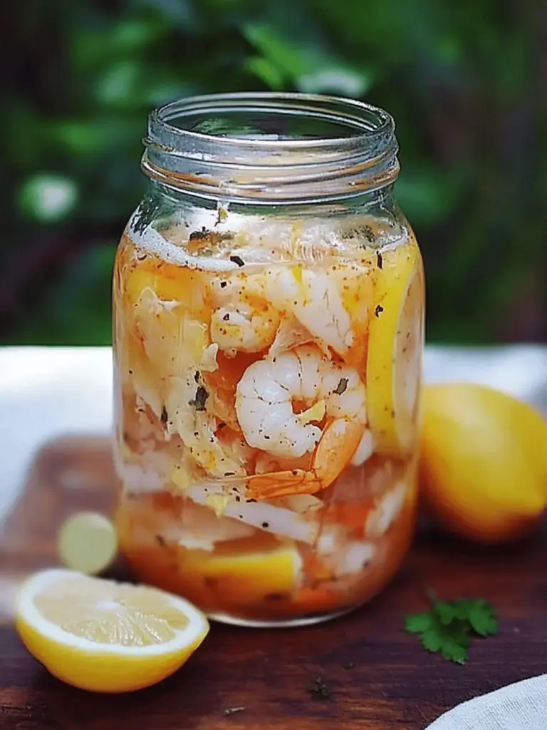 Eingelegte Garnelen im Glas