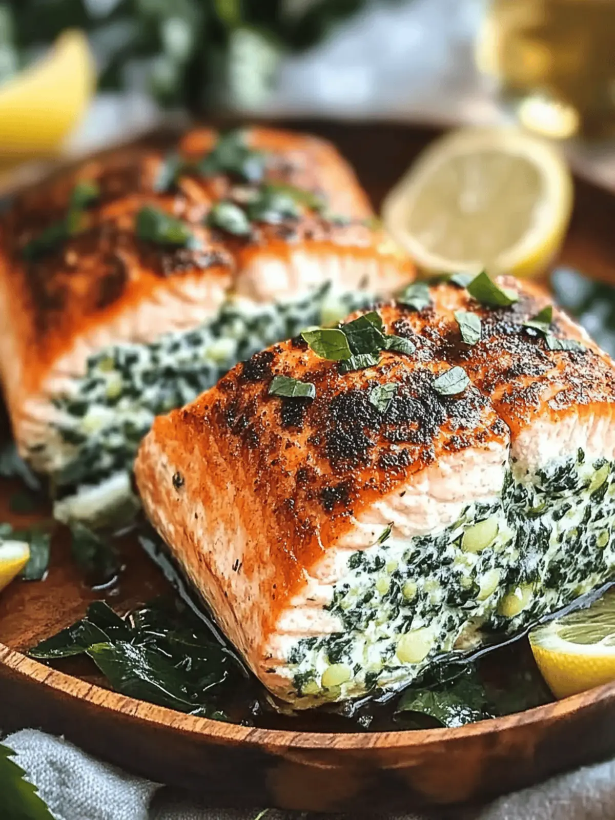 Schwarzer Lachs gefüllt mit Spinat und Parmesan-Delikatesse 2 Schwarzer Lachs gefüllt mit Spinat und Parmesan-Delikatesse