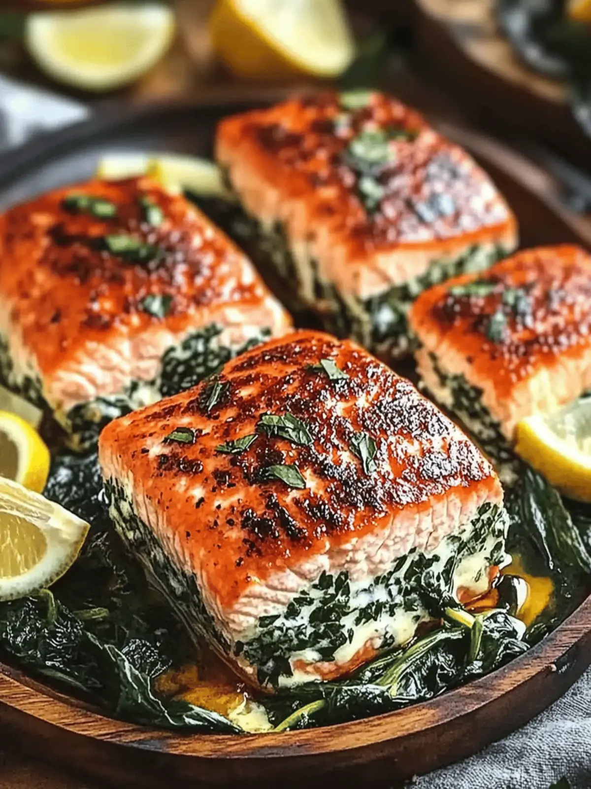 Schwarzer Lachs gefüllt mit Spinat und Parmesan-Delikatesse 3 Schwarzer Lachs gefüllt mit Spinat und Parmesan-Delikatesse