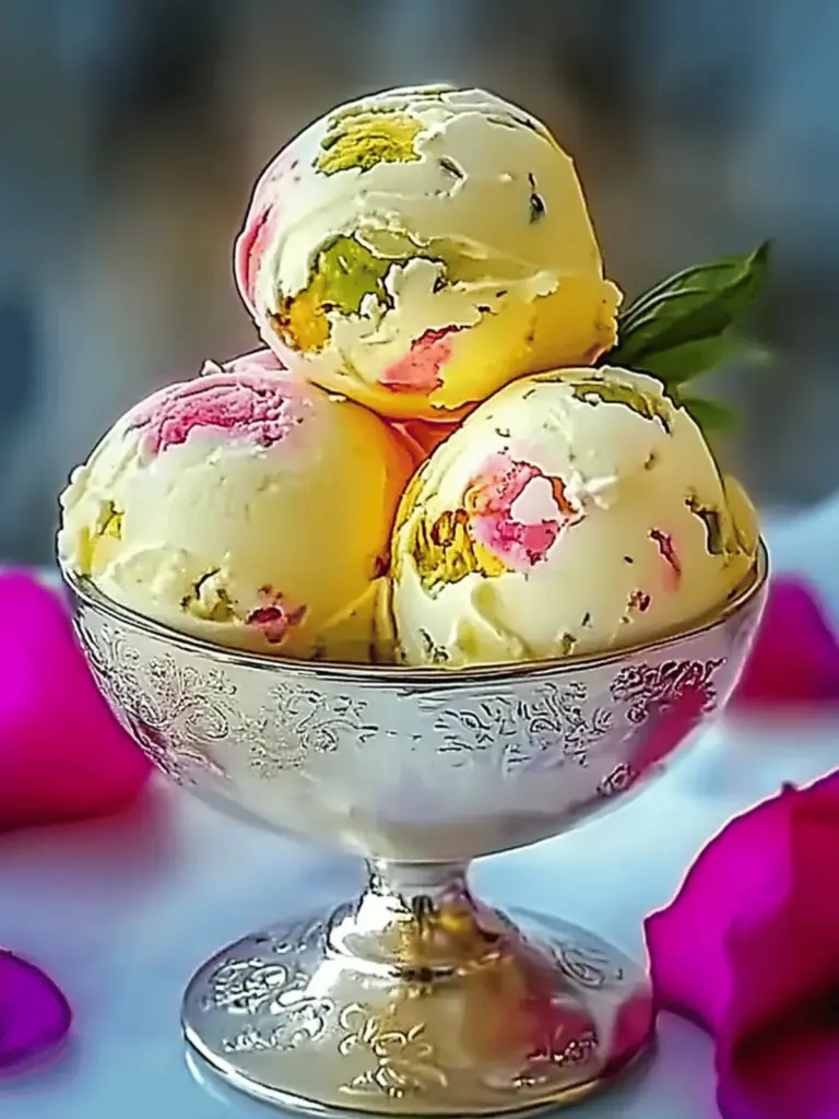 Rosen-Pistazien-Käsekuchen-Eiscreme