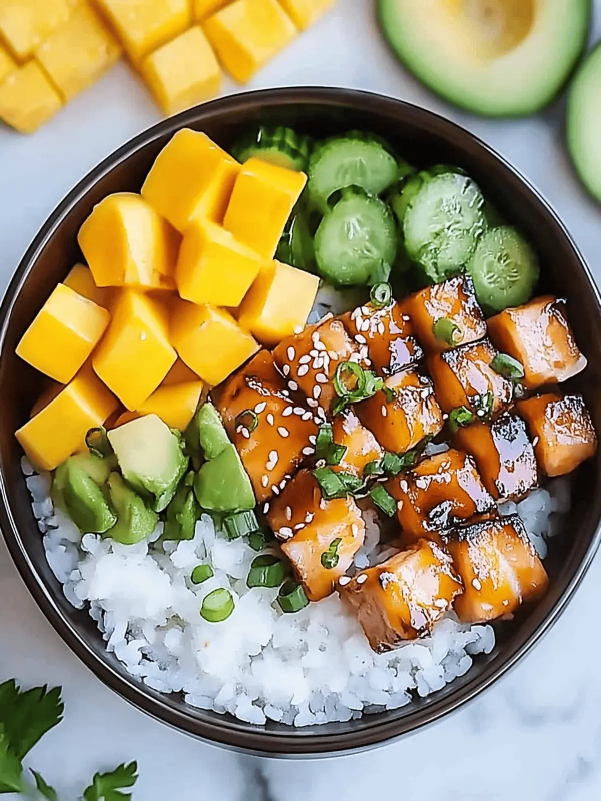 Teriyaki Lachs Reisschüssel mit Mango für jeden Tag 3 Teriyaki Lachs Reisschüssel mit Mango
