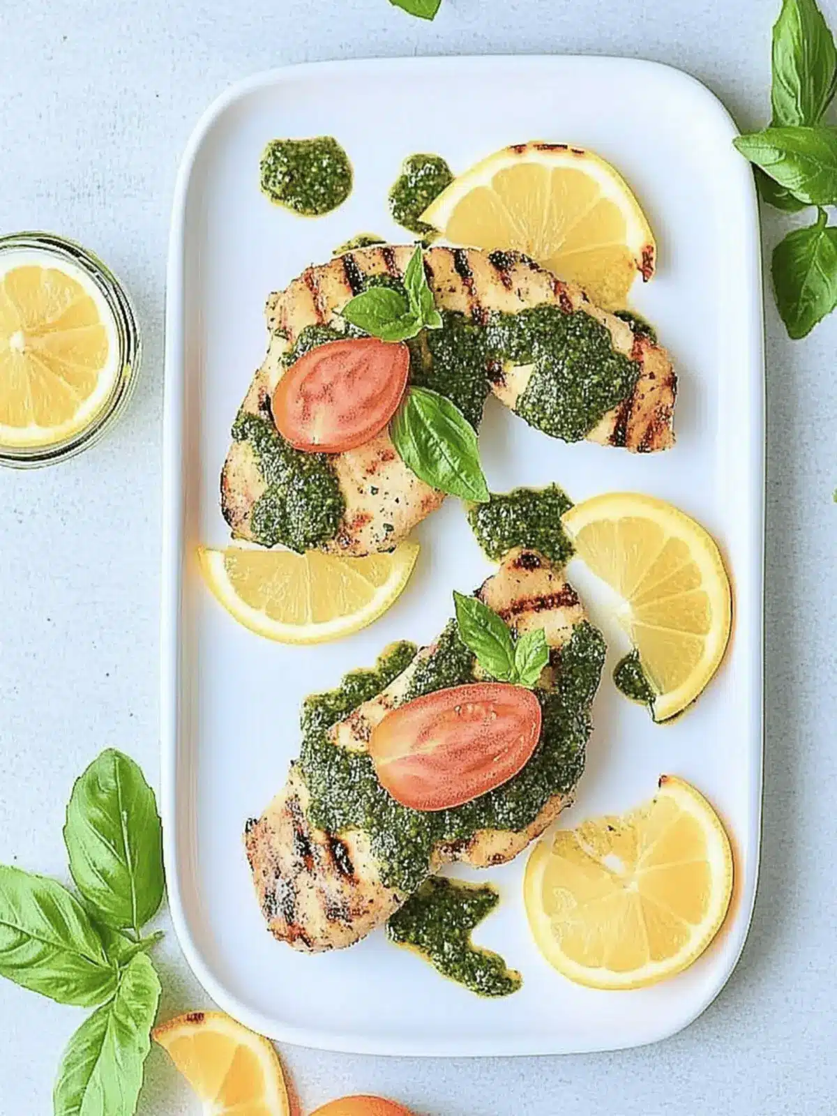 Gegrilltes Zitrus-Hühnchen mit Basilikum-Chimichurri 2 Gegrilltes Zitrus-Hühnchen mit würzigem Basilikum-Chimichurri