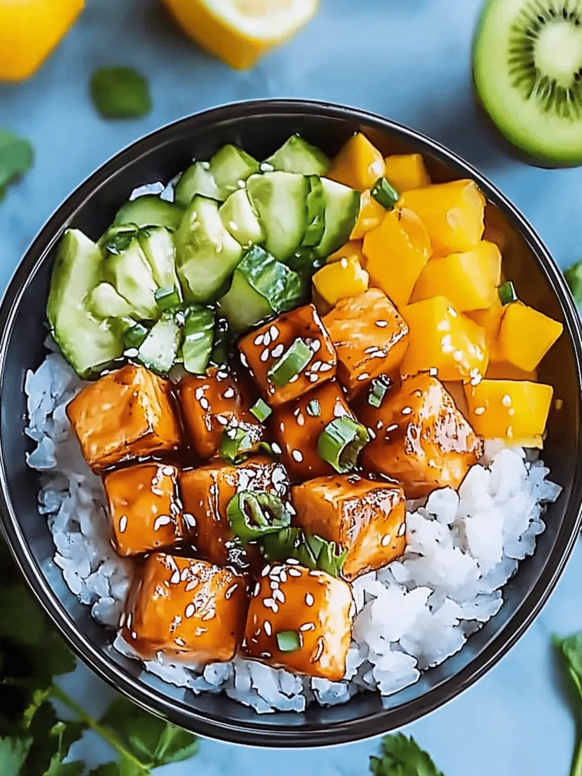 Teriyaki Lachs Reisschüssel mit Mango für jeden Tag 4 Teriyaki Lachs Reisschüssel mit Mango