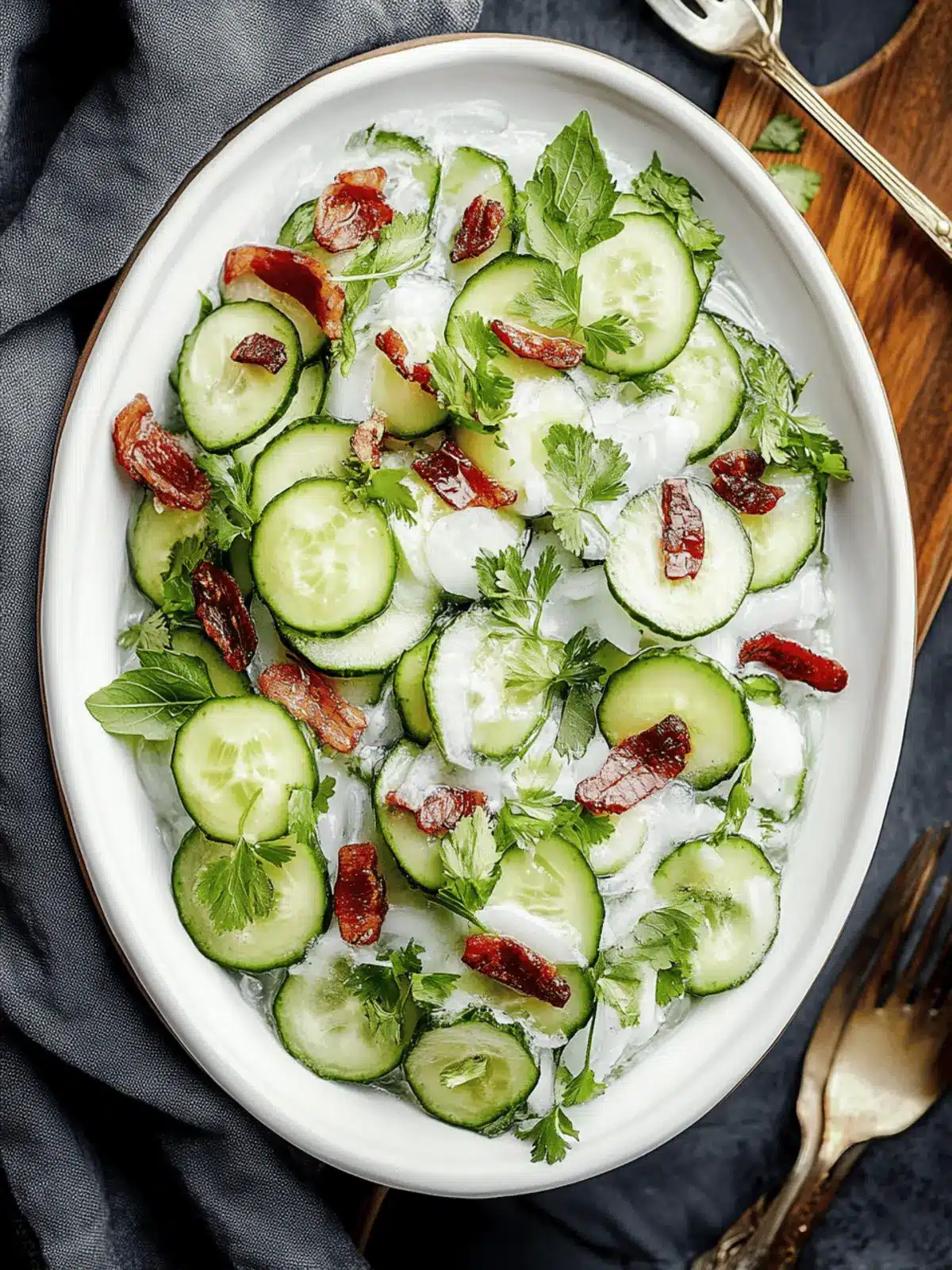 Cremiger Gurkensalat mit Speck und Käse für den Sommer 2 Cremiger Gurkensalat mit Speck und Käse