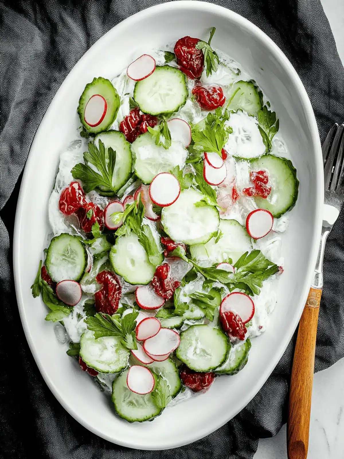 Cremiger Gurkensalat mit Speck und Käse für den Sommer 3 Cremiger Gurkensalat mit Speck und Käse