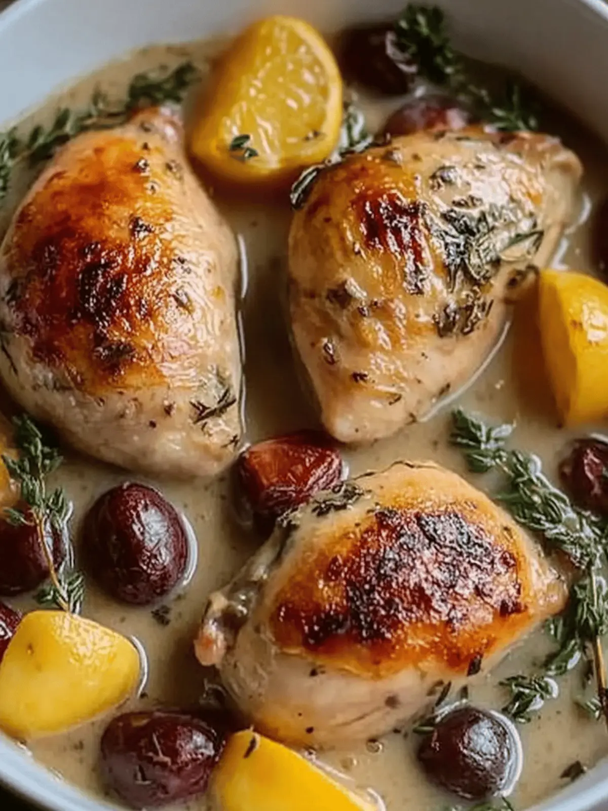 Kräutergeröstetes Hähnchen in cremiger Weißweinsauce