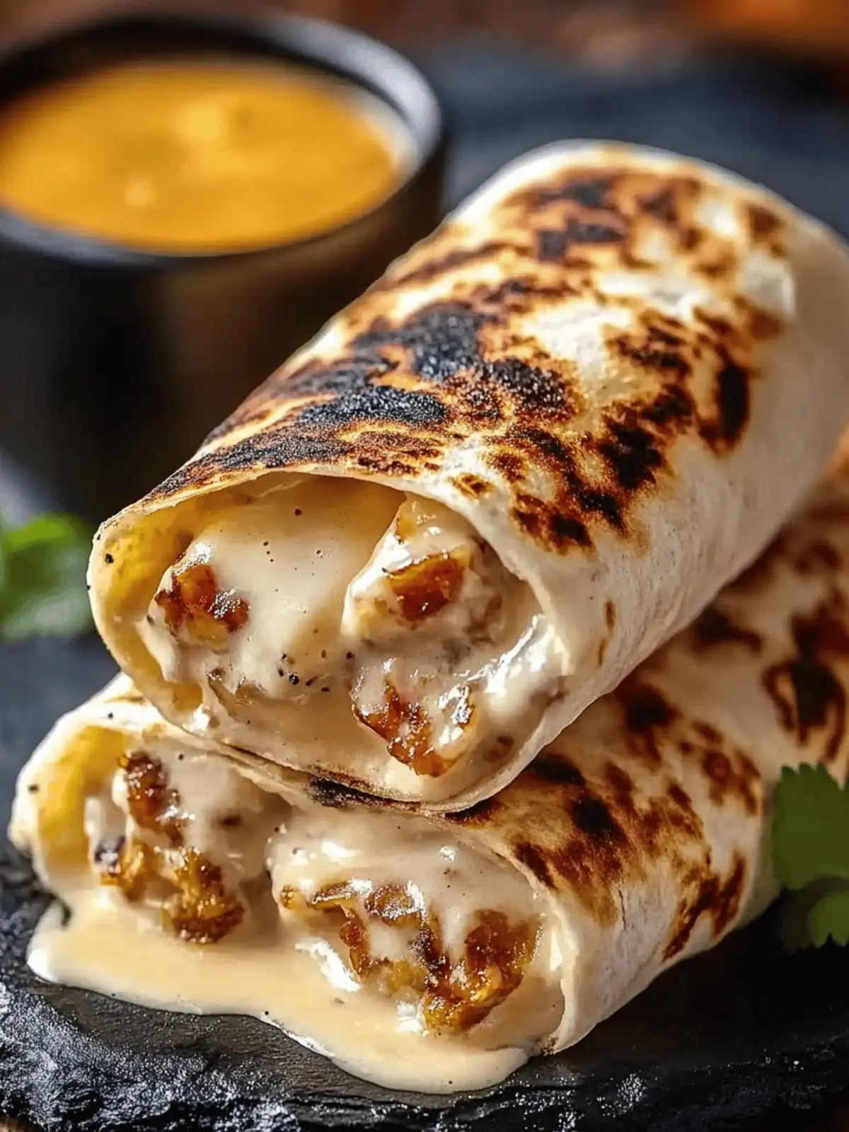 Käse-Knoblauch-Hühnchen-Wraps Rezept für Genusssüchtige 2 Käse-Knoblauch-Hühnchen-Wraps Rezept