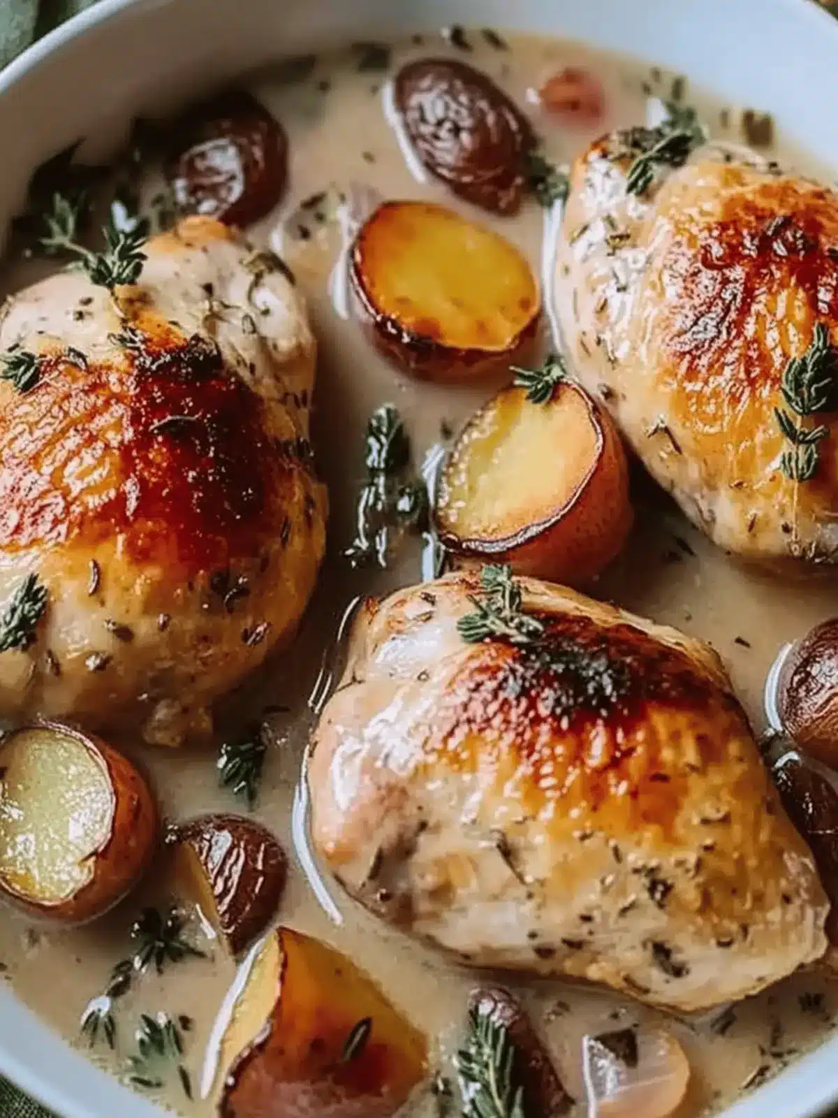 Kräutergeröstetes Hähnchen in cremiger Weißweinsauce