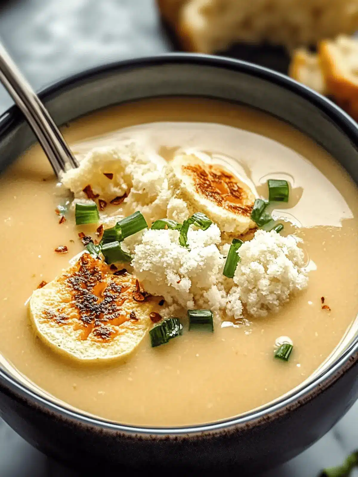 Cremige geröstete Knoblauch- und Cheddarkaffeesuppe genießen 2 Cremige geröstete Knoblauch- und Cheddarkaffeesuppe