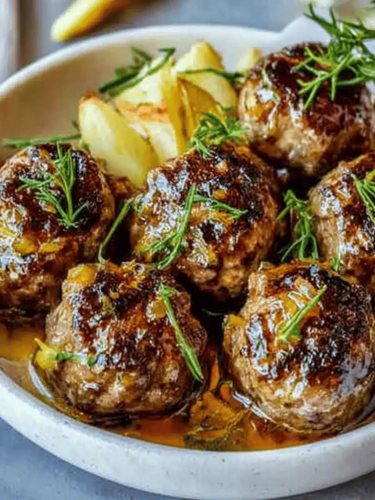 Französische Zwiebelfrikadellen mit herzhaftem Zwiebelsauce 4 Französische Zwiebelfrikadellen mit herzhaftem Zwiebelsauce