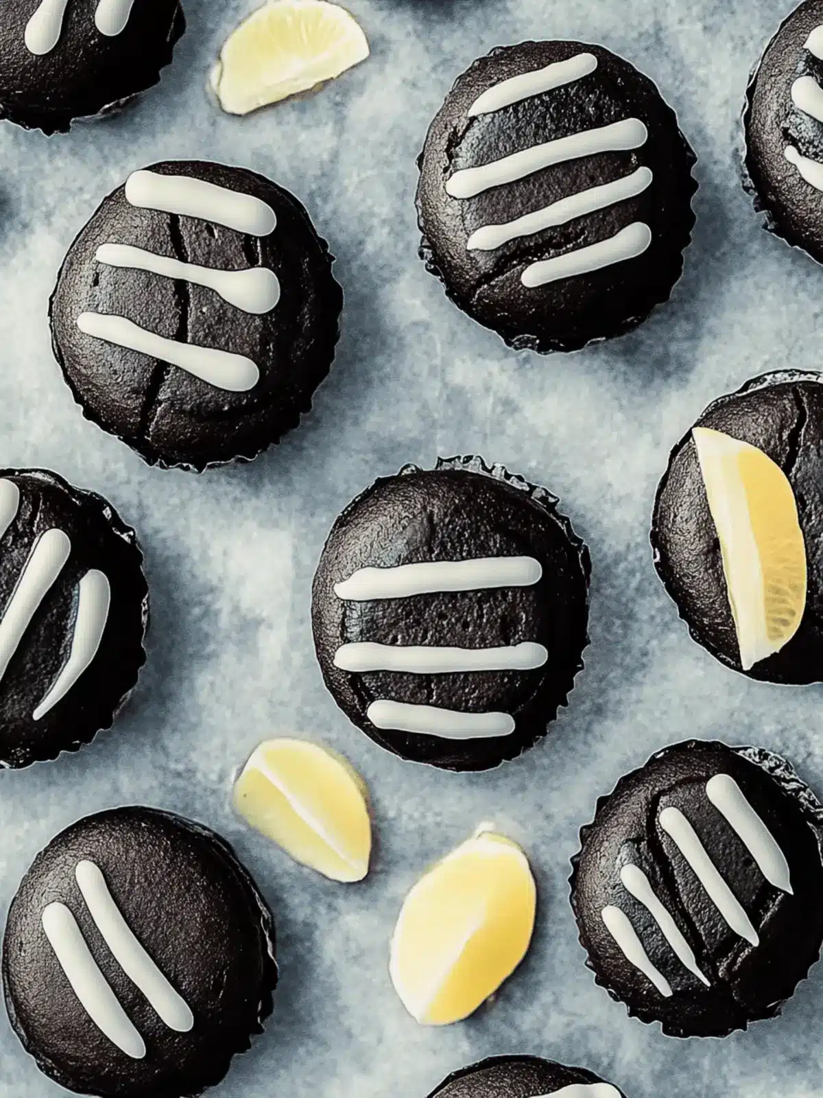 Schwarze Kakaomami-Macarons für Halloween-Party 3 Schwarze Kakaomami-Macarons