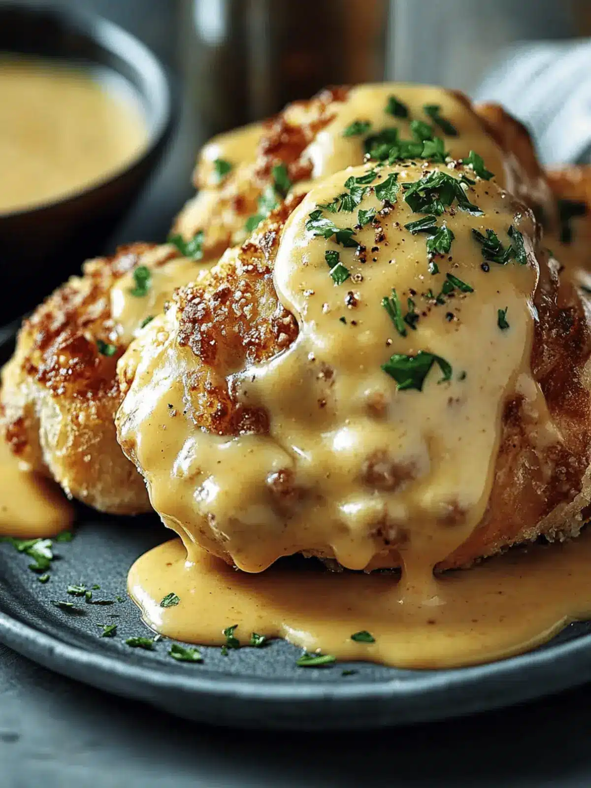 Brezel-Hühnchen mit Senf-Cheddar-Sauce Rezept 2 Brezel-Hühnchen mit Senf-Cheddar-Sauce Rezept