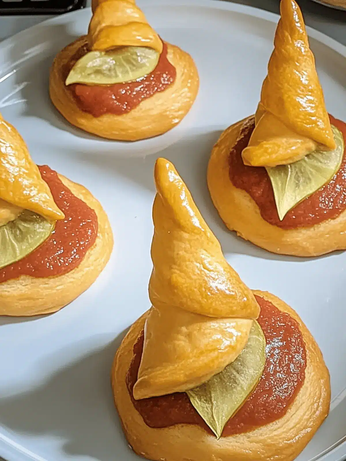 Crescent-Rollen Hexenmützen für perfekte Halloween Snacks 4 Crescent-Rollen Hexenmützen